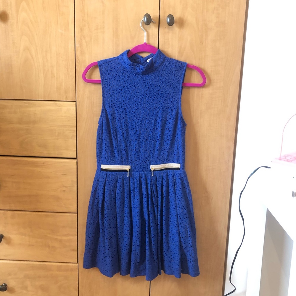 Juicy Couture Blue Pleated Fit and Flare Dress